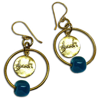 Shanti Earrings Circles Recycled Glass & Brass #2