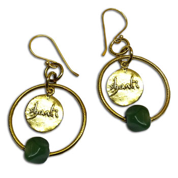 Shanti Earrings Circles Recycled Glass & Brass #3
