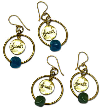 Shanti Earrings Circles Recycled Glass & Brass
