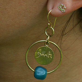 Shanti Earrings Circles Recycled Glass & Brass #5