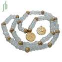Aum Mani Padme Hum Mala Halskette aufbereitetes Glas und Messing