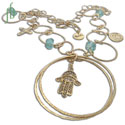 Gypsy Hamsa Halskette aufbereiteter Messing
