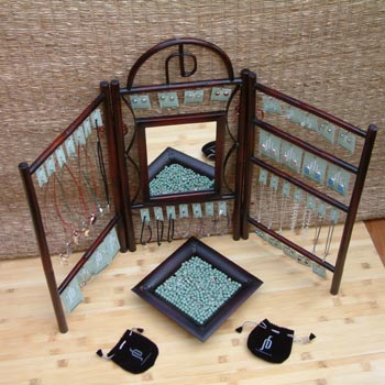 3-Panel Bambus Schmuck-Display
