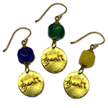 Shanti Earrings Dangle Recycled Glass & Brass