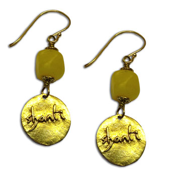 Shanti Earrings Dangle Recycled Glass & Brass #4
